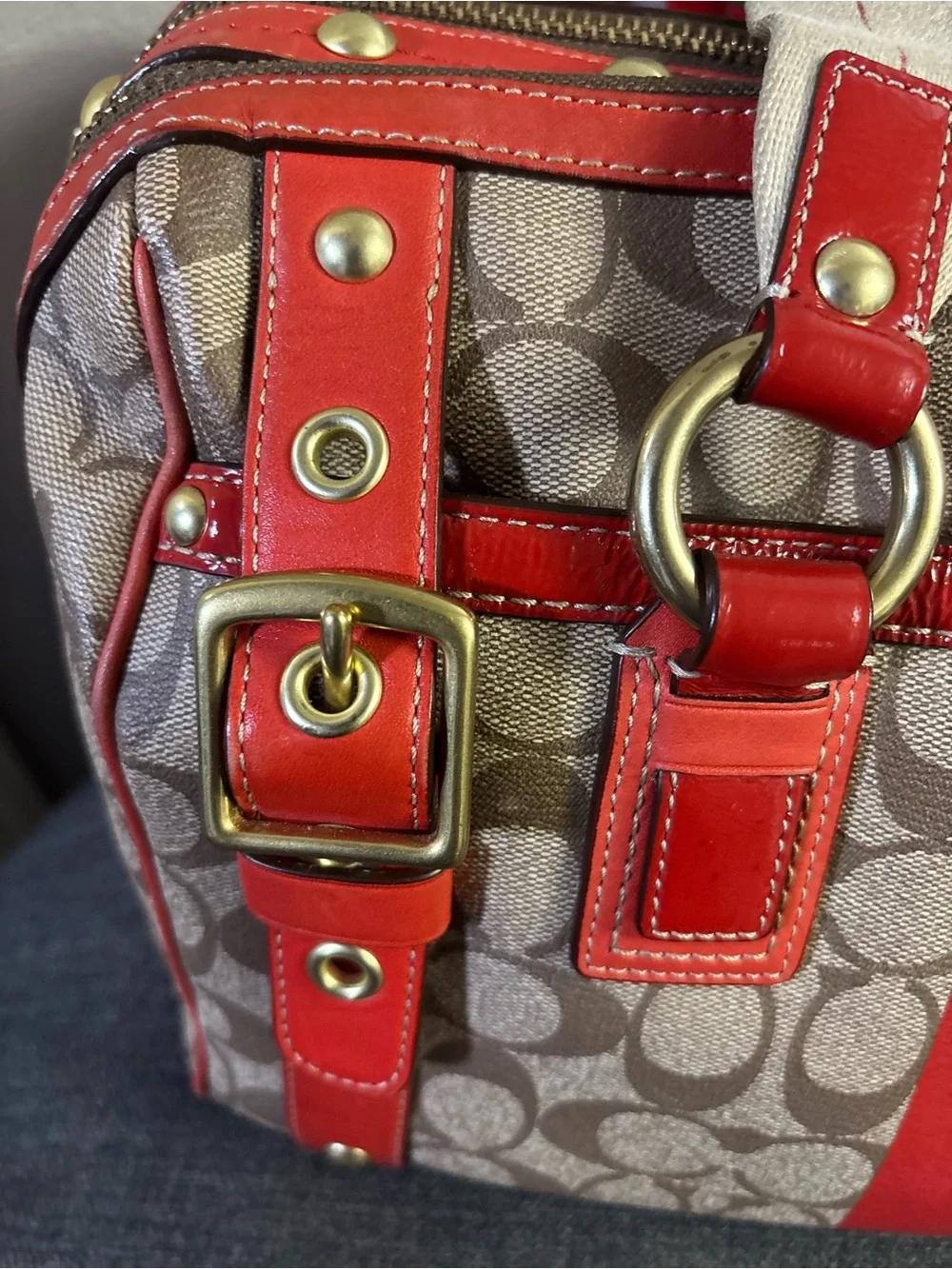 Coach Heritage Stripe XL Zip Satchel K0769-11564 - Picture 6 of 17